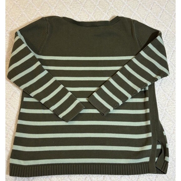 Talbots Long Sleeve Green Striped Women’s Sweater Side Slits Size Mp - Picture 6 of 12